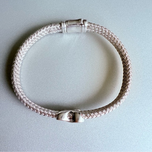 RCI TURKEY Mesh Basket Weave Cable Diamond Station Sterling 925 Bangle B… - Picture 2 of 8